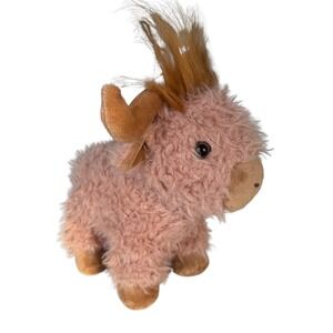 Hug & Luv Pink Highland Cow Plush Stuffed Animal Shaggy Hair